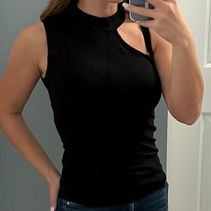 Central Park West Cut Out Tank Top Black